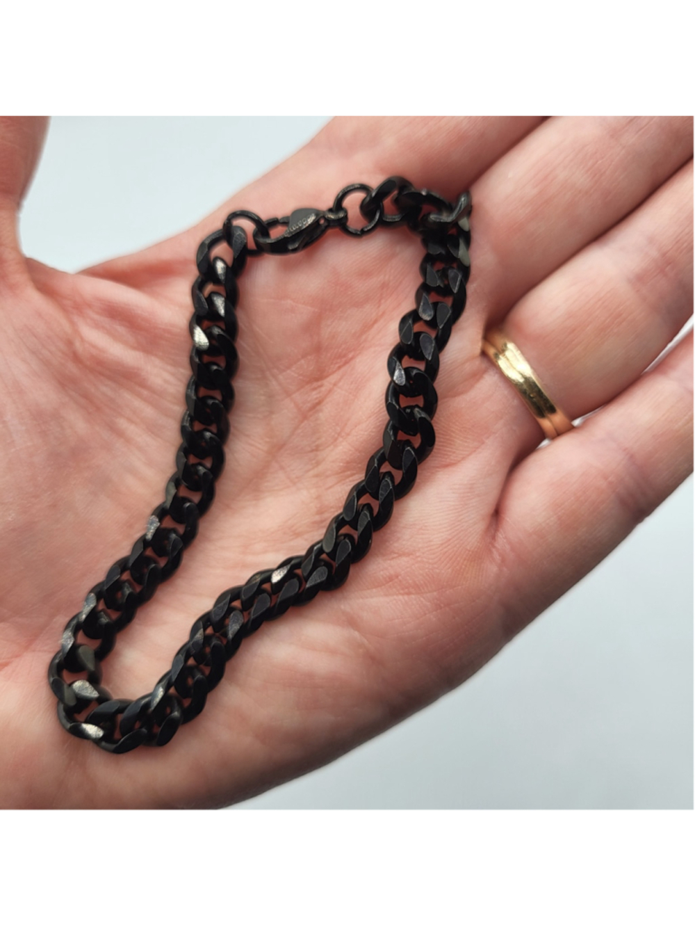 Men's 8" Black-Plated Cuban Link Chain Bracelet – NWOT - Picture 9 of 14